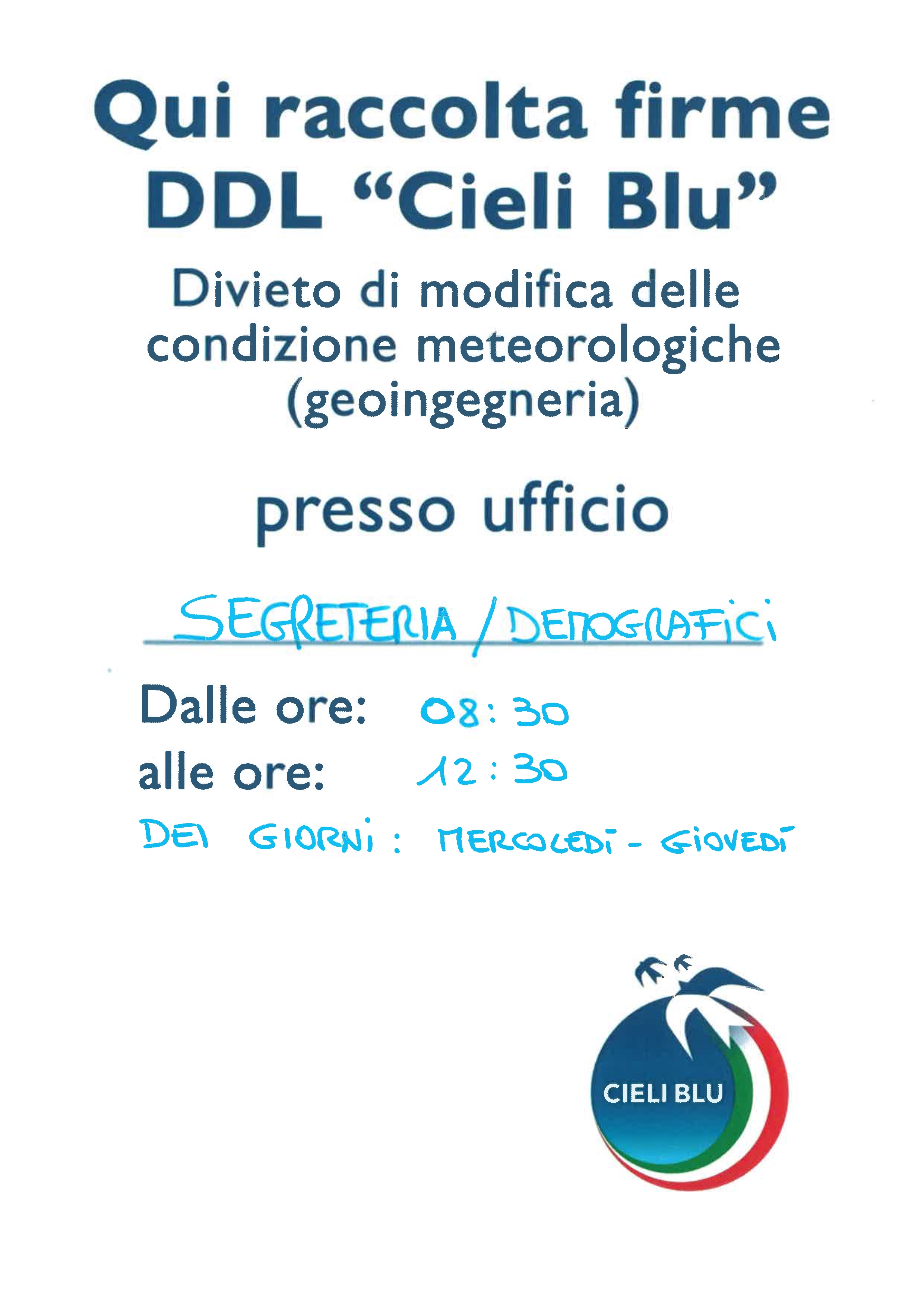Raccolta firme - scadenza 06 novembre 2026